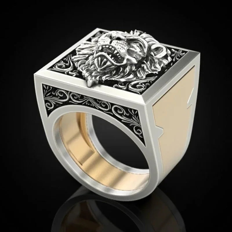 Hot selling fashion retro domineering lion set ring creative finger