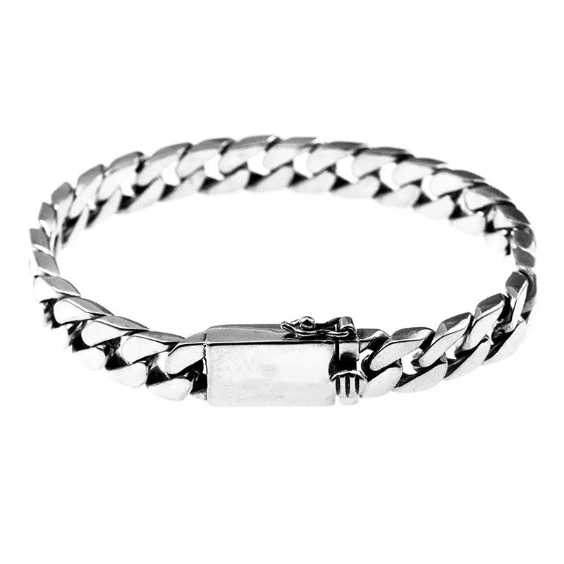 Silver Plated High Quality Fashion Miami Cuban Chain Bracelet Men's Trend Charm Bracelet Casual Business Party Jewelry Gift