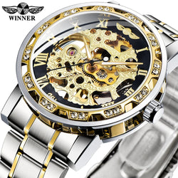 Winner Transparent Fashion Diamond Wrist Watch.