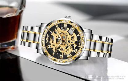 Winner Transparent Fashion Diamond Wrist Watch.