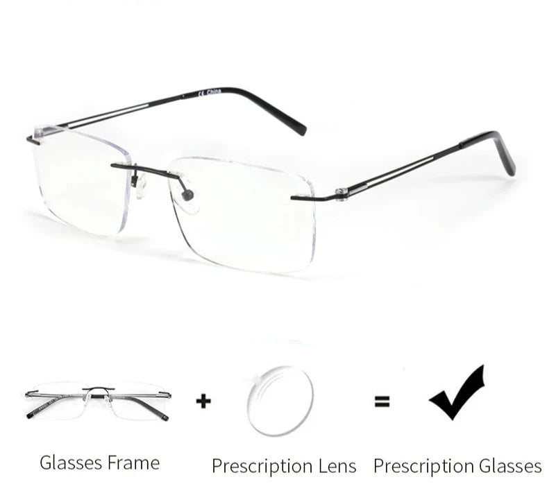 Rectangle Pure Titanium Prescription Glasses for Anti Reflective.