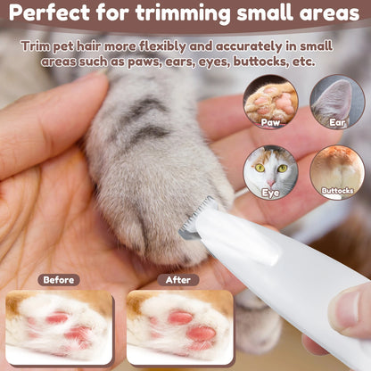 Pet Dog Electric Groomer Trimmer with LED Light Waterproof Pet Foot Hair Trimmer Low Noise Cat Dog Face Foot Ear Hip Paw Shaver