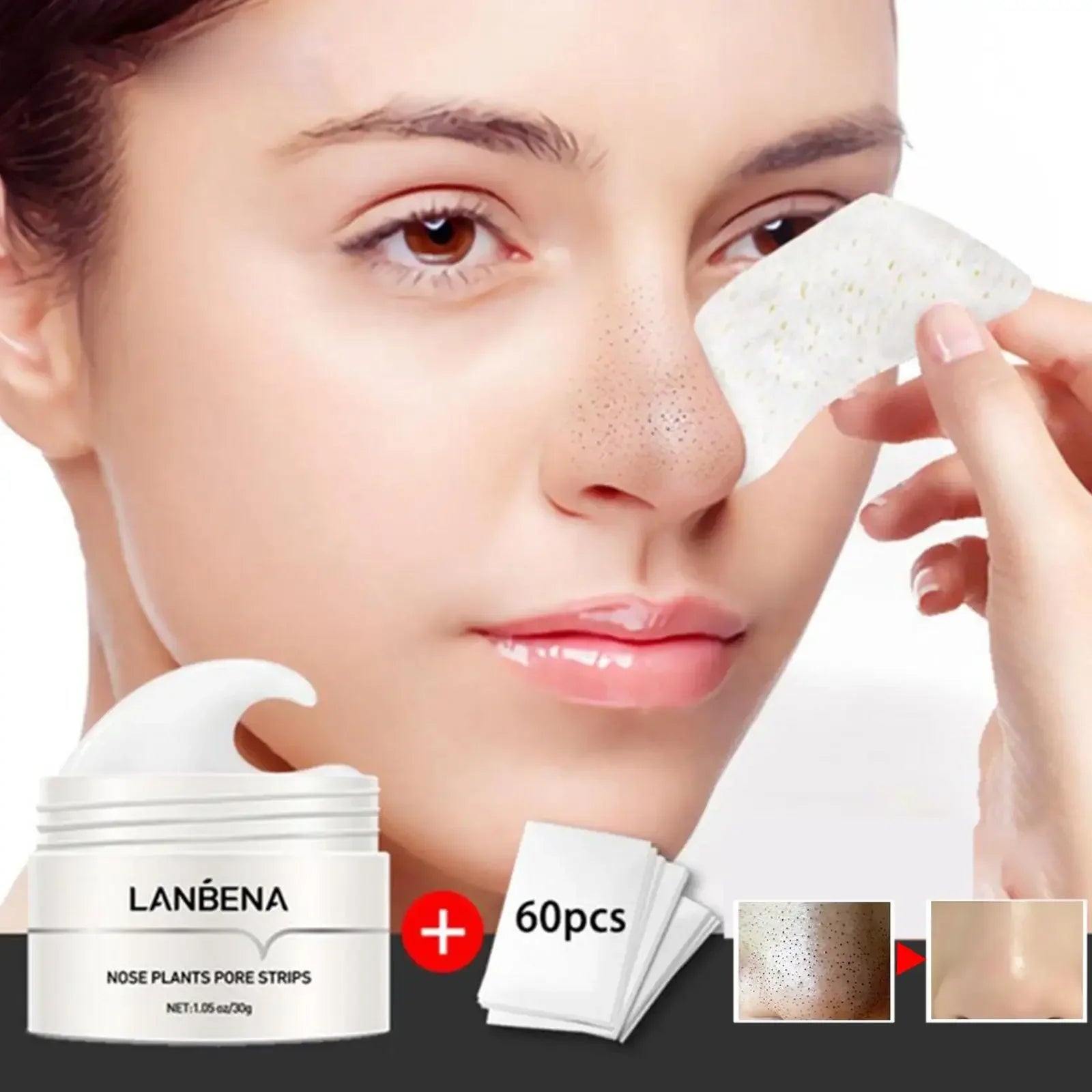 LANBENA Blackhead Remover Cream Paper Plant Pore Strips Nose Acne Cleansing Black Dots Peel Off Mud Mask Treatments Skin Care