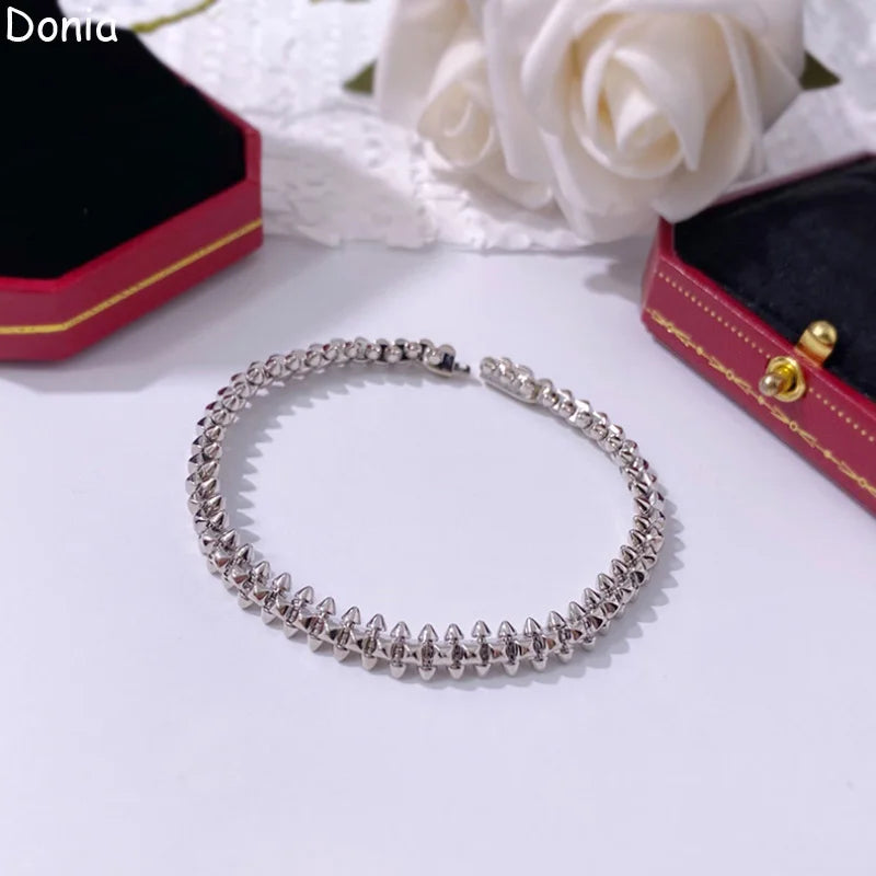 Donia jewelry new European and American fashion retro glossy rivet open bracelet palace luxury jewelry bracelet