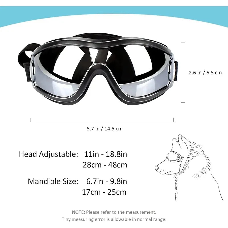 Dog Sunglasses Goggles Adjustable Strap for Travel Skiing and Anti-Fog Snow Goggles Pet Goggles for Medium To Large Dogs