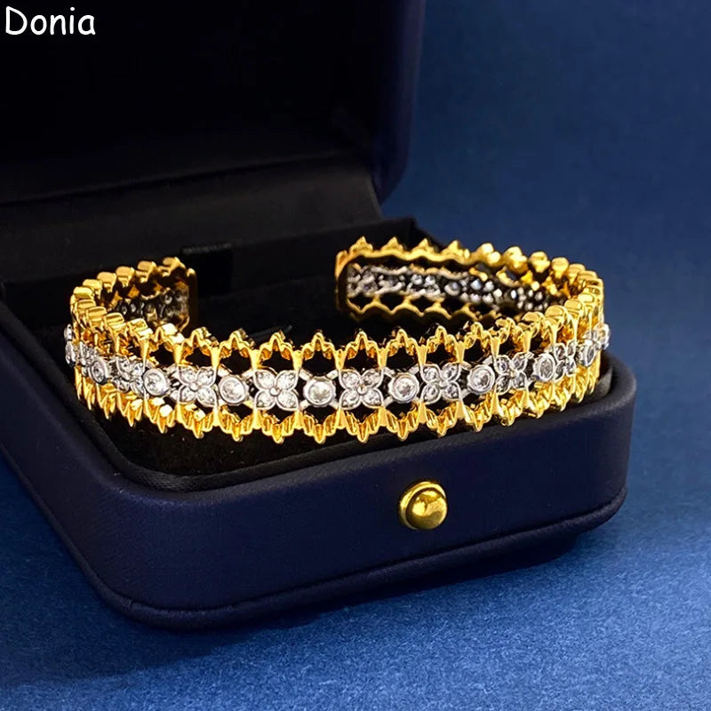 Donia jewelry new European and American fashion creative inlaid zircon lace lace open bracelet palace luxury jewelry bracelet