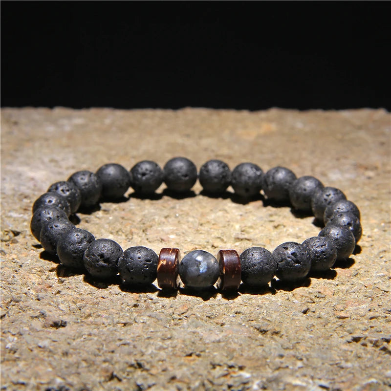 Lava Bracelets For Men Natural  Stone Stretch