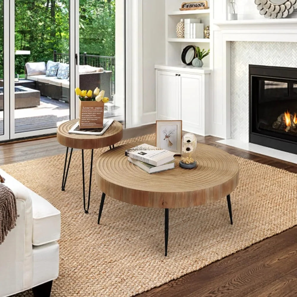 Modern Circle Coffee Table Set: Functional Elegance for Your Living Space.