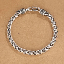 NEW 100% Solid S925 Pure Silver Bracelet For Men Retro Fashion Jewelry Men's Silver Bracelet