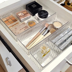 Plastic Transparent Cosmetics Storage Boxes Set Stackable Vanity Bathroom Makeup Organizer Bin Desktop Drawer Organizer