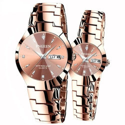 Luxury waterproof couple quartz watch set.