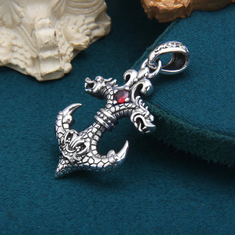 Silver Zircon Double Headed Dragon Men and Women