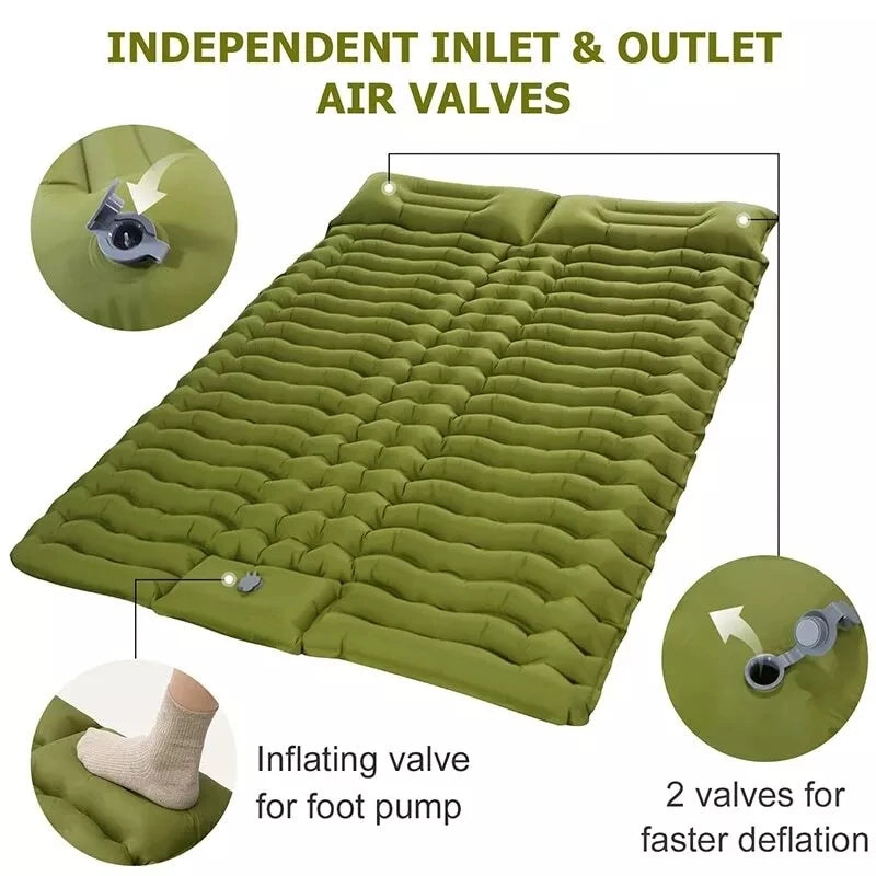 Camping Inflatable Mattress Couple Portable Sleeping Air Matt Double Tent Camping Air matt with Camp Pillow for Tourism Hiking