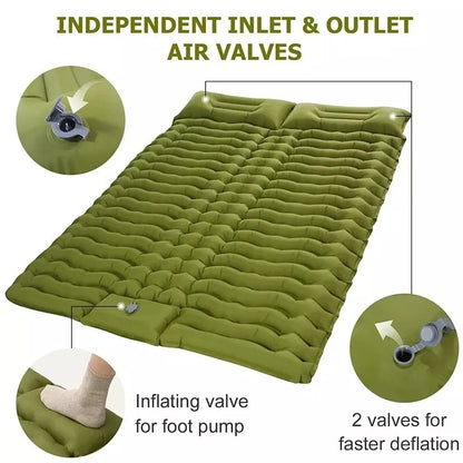 Camping Inflatable Mattress Couple Portable Sleeping Air Matt Double Tent Camping Air matt with Camp Pillow for Tourism Hiking