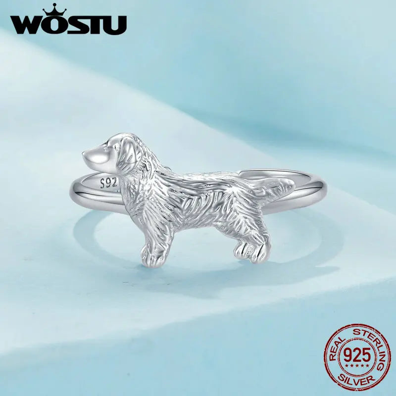 Silver Golden Dog Adjustable Rings for Women,