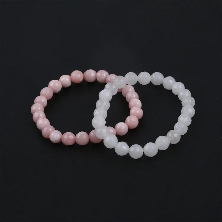 Natural Pink Crystal Bead Elastic Bracelet