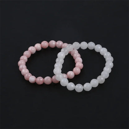 Natural Pink Crystal Bead Elastic Bracelet