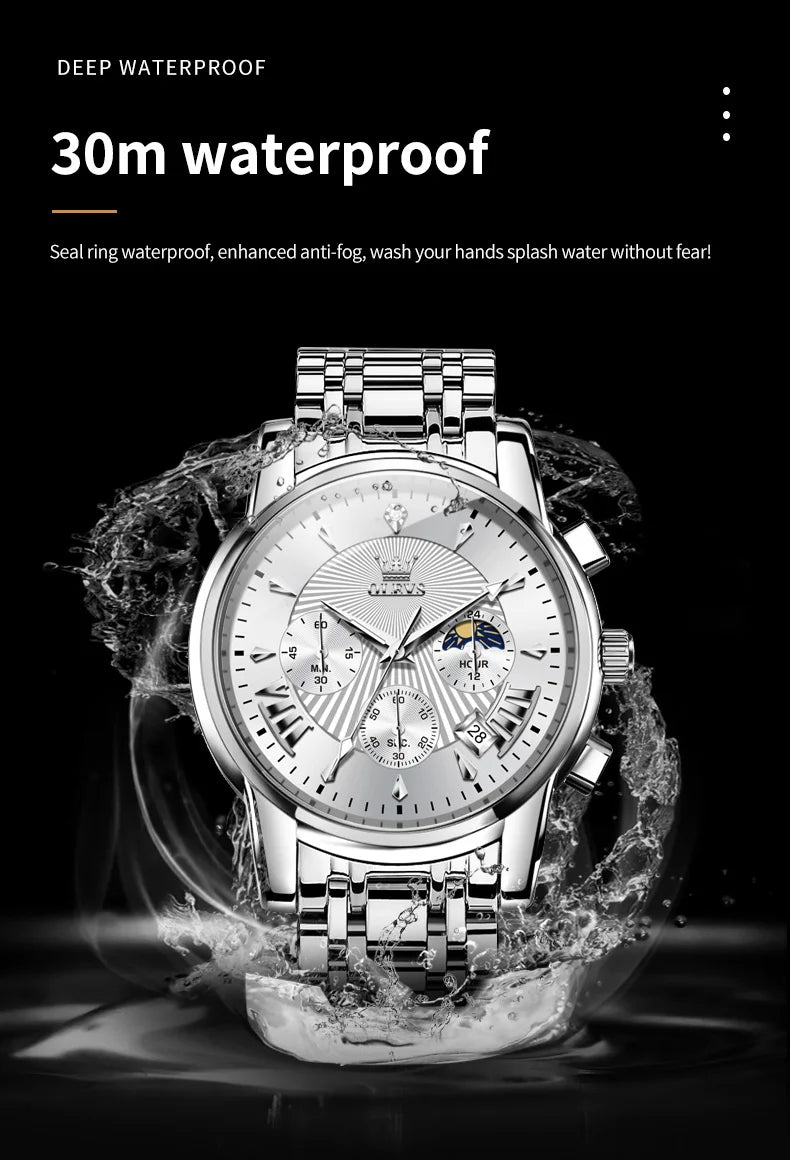 OLEVS Luxury Brand Quartz Watch for Men Waterpoof Chronograph Men&