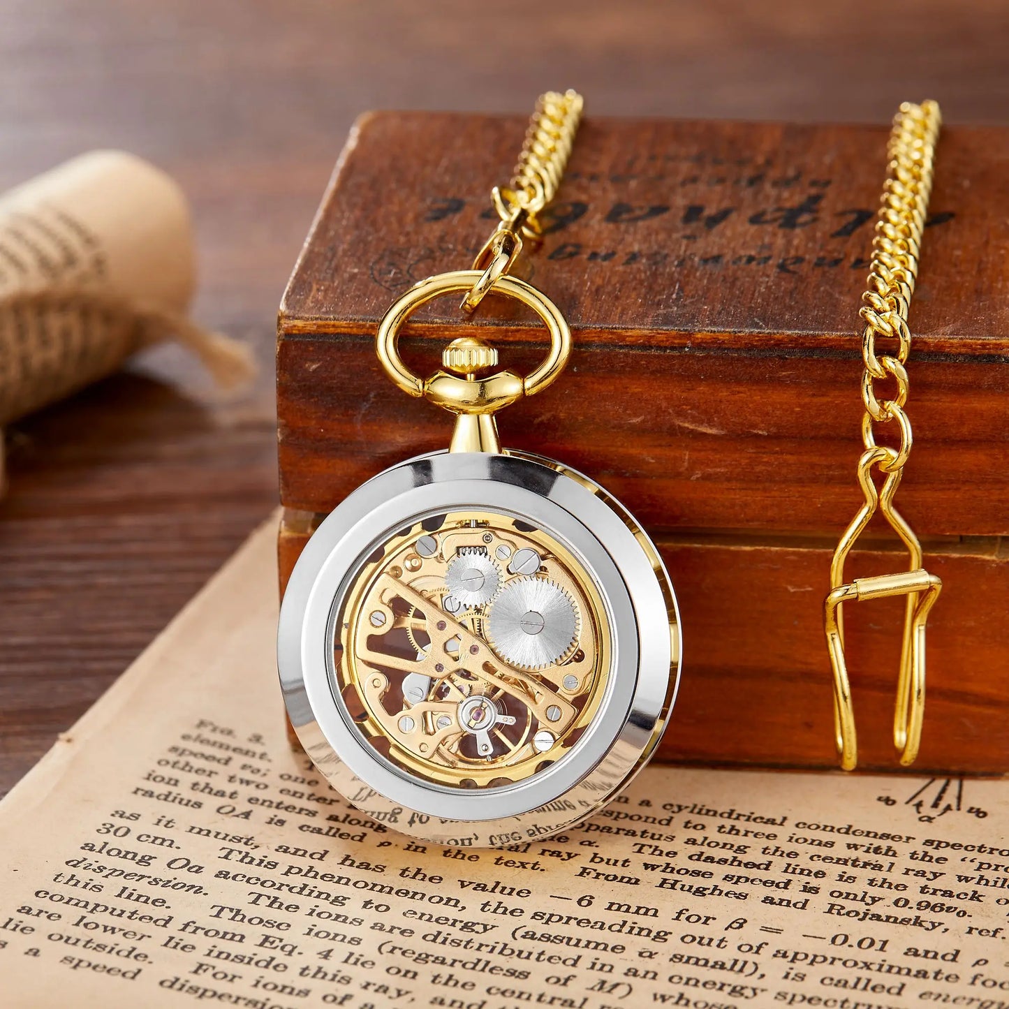 Retro Steampunk Skeleton Mechanical Pocket Watch