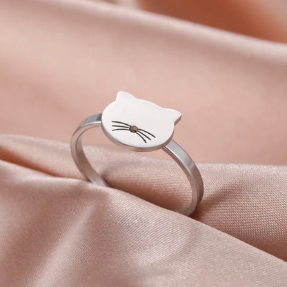 Smile Cat Ring Stainless Finger Ring.