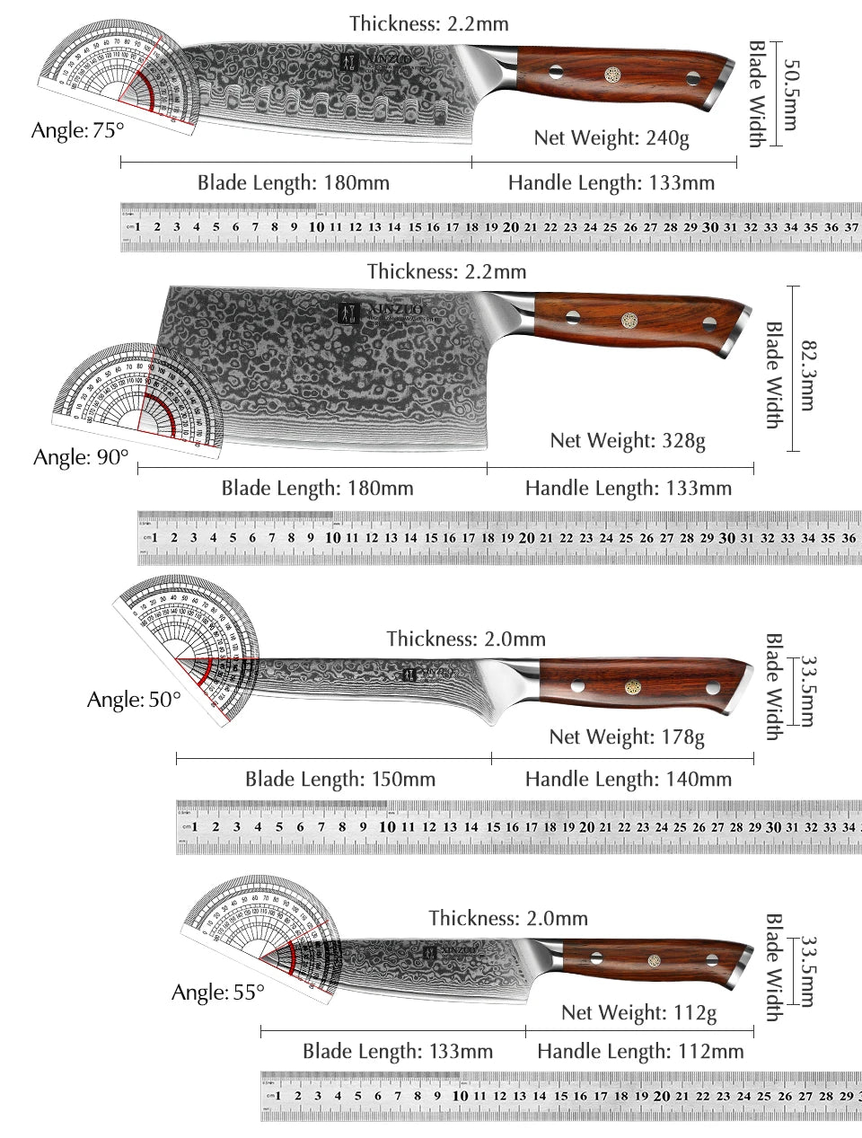 XINZUO 1-10 PCS Kitchen Knife 67 Layers Damascus Steel Chef Slicing Utility Paring Knife Steel Rosewood Handle Razor Sharp