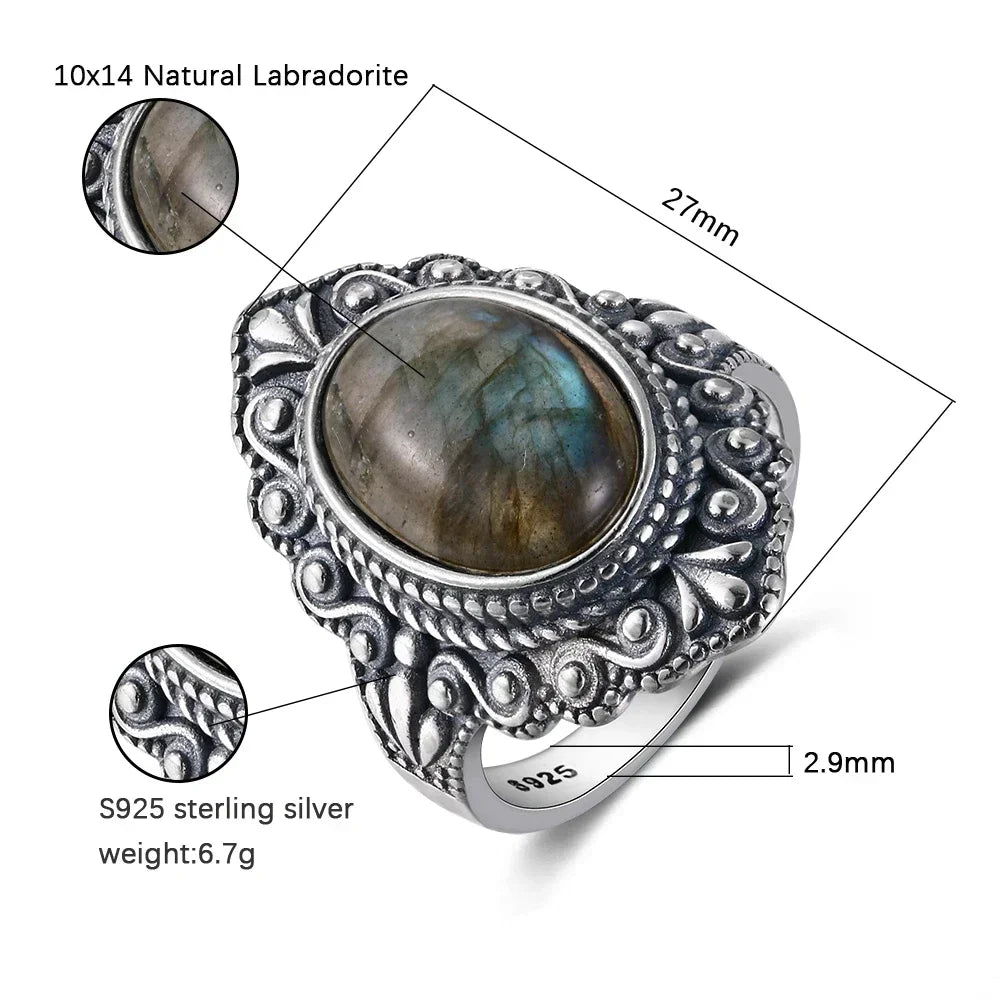 Silver Ring Oval Natural for Women.