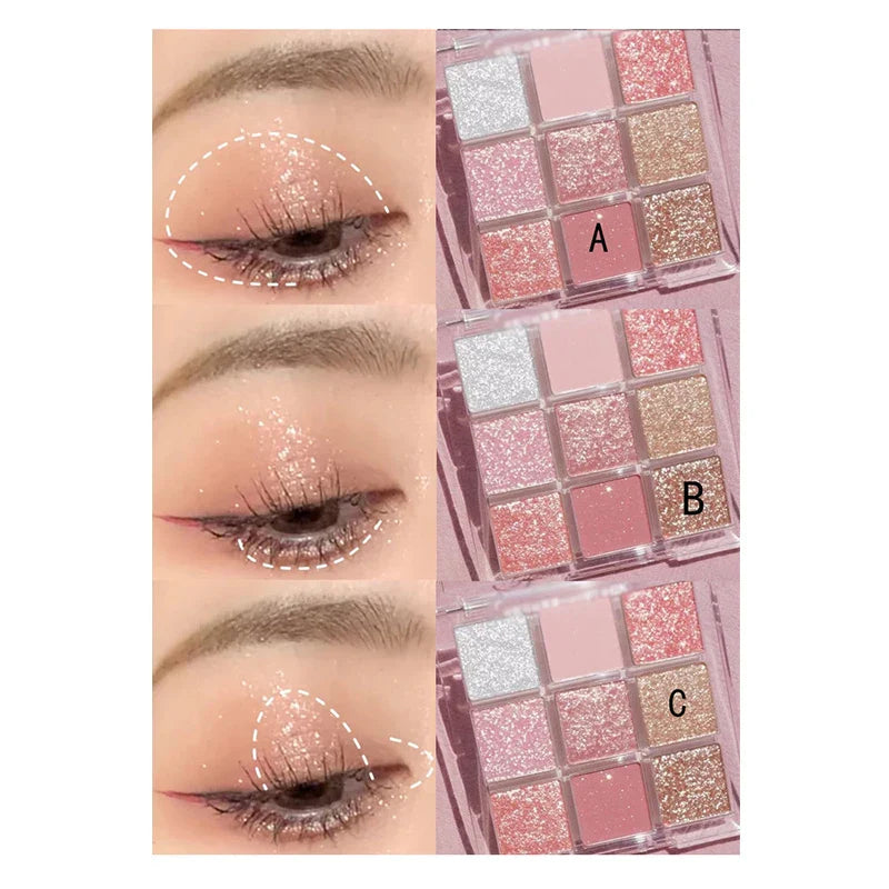 High Quality Matte Eyeshadow Palette Pearlescent Sequins Blush.