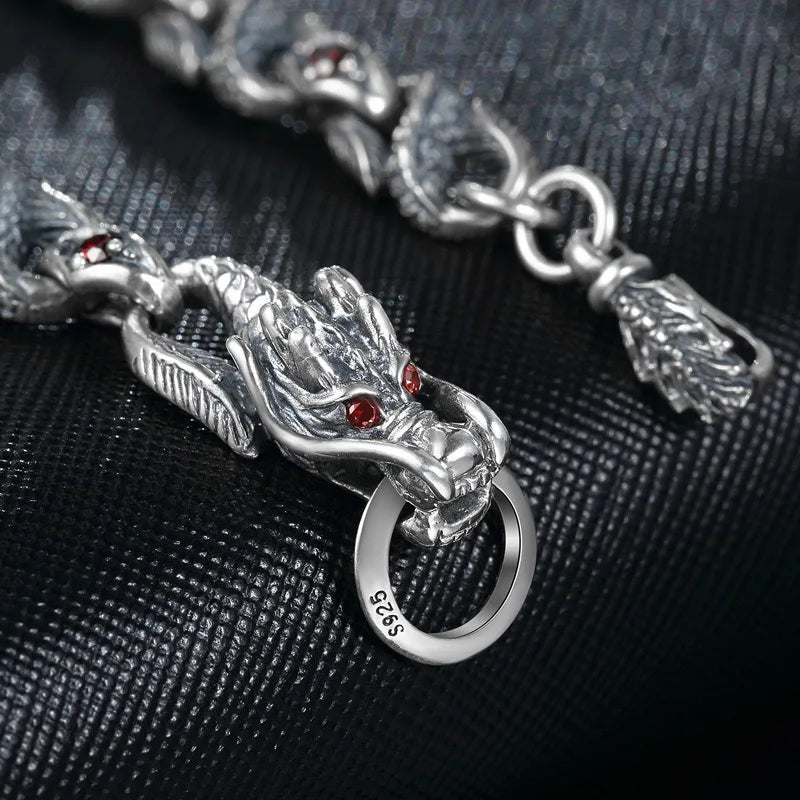 High-grade silver dragon bracelet for men and women.