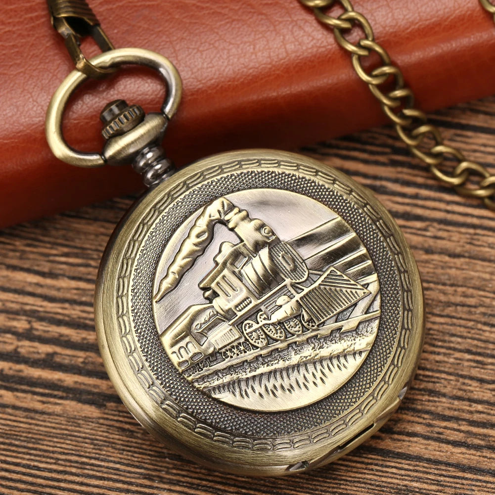 Steam Train Mechanical Pocket Watch Men.