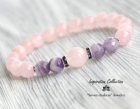 Rose quartz bracelet Gift  Gemstone Bracelet