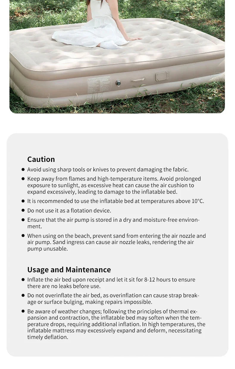 Interior Air Mattress Glamping Mats PVC Inflatable Sleeping Mattress Luxury 2 Person Camping Bed Mat Built-in Pump Thicken Mat