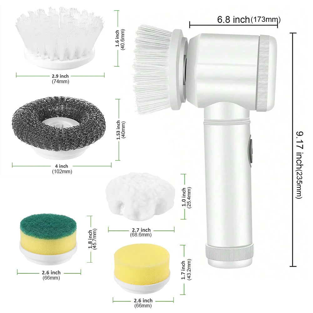 Electric Spin Scrubber Rechargeable with 5Pcs Brush.