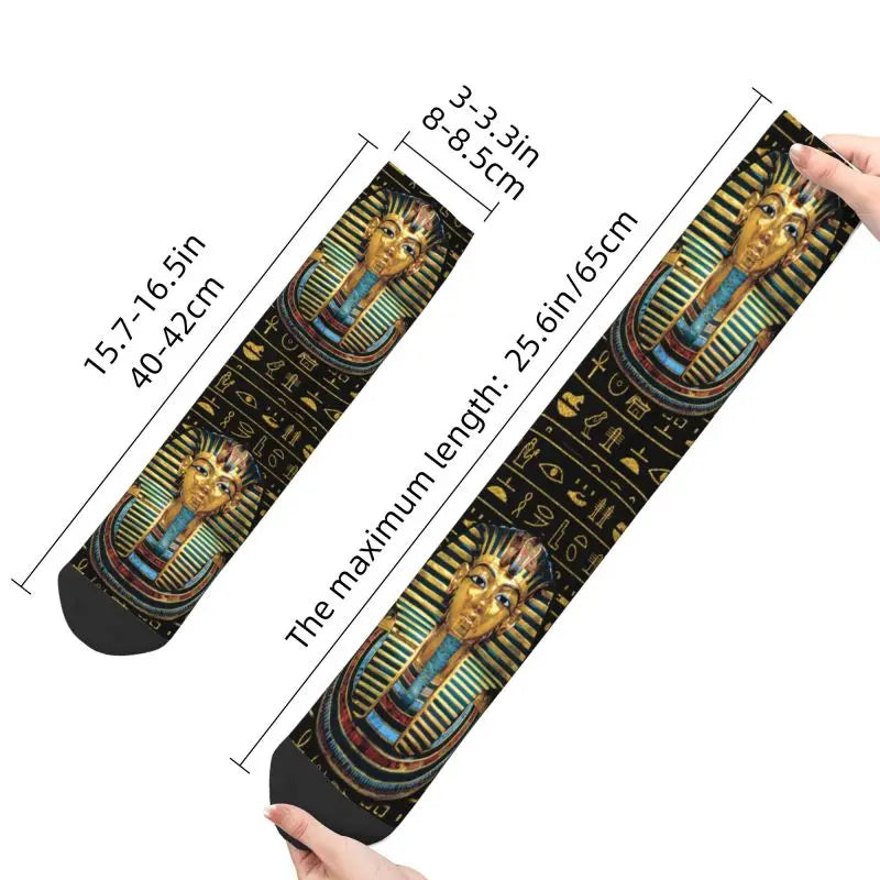 Harajuku Ancient Gold Pharaoh Egypt King Tut Socks Men Women Warm 3D Printed Egyptian Hieroglyphs Sports Football Socks**