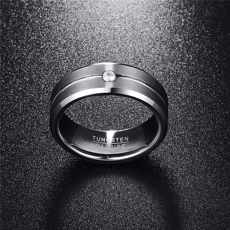 Tungsten Carbide Ring Classic Men Ring Faceted Wedding Bands Men&