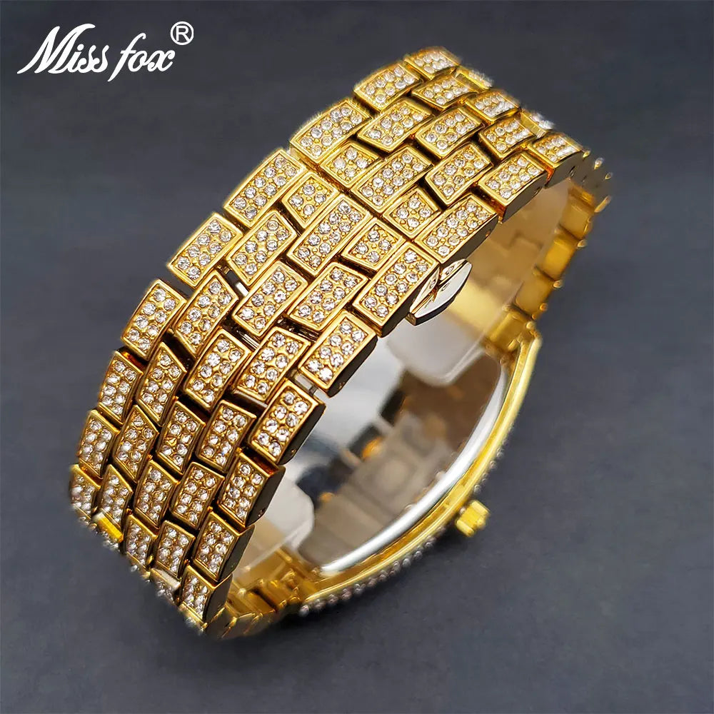 Men's Watches Gold Diamond Luxury Men.