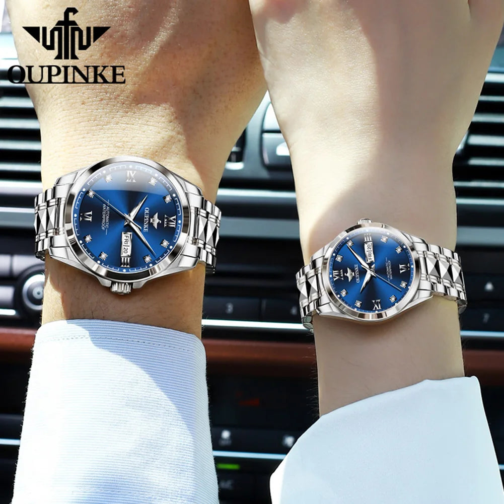 OUPINKE 3262 Couple Watches for Men Women Dual Calendar Display Waterproof Lover Wristwatch Luxury Brand Original Couple Watch