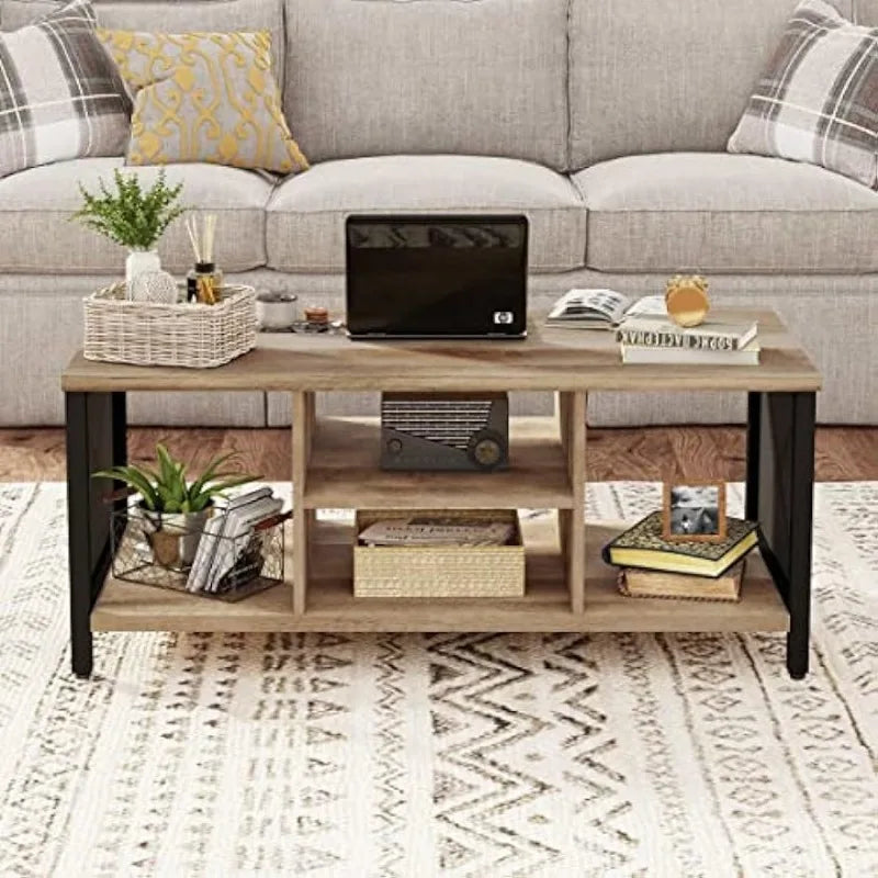 Rustic Wood Coffee Table: Farmhouse Elegance for Your Living Room.