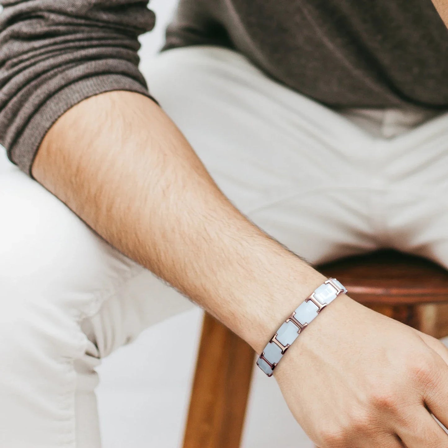 Ceramic Titanium Steel Bracelet Ivory White.