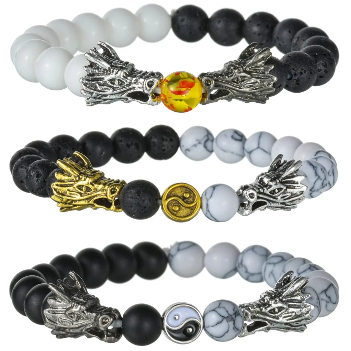 Dragon Natural Stone Beads Bracelet Charm.