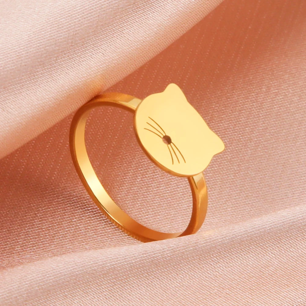 Smile Cat Ring Stainless Finger Ring.