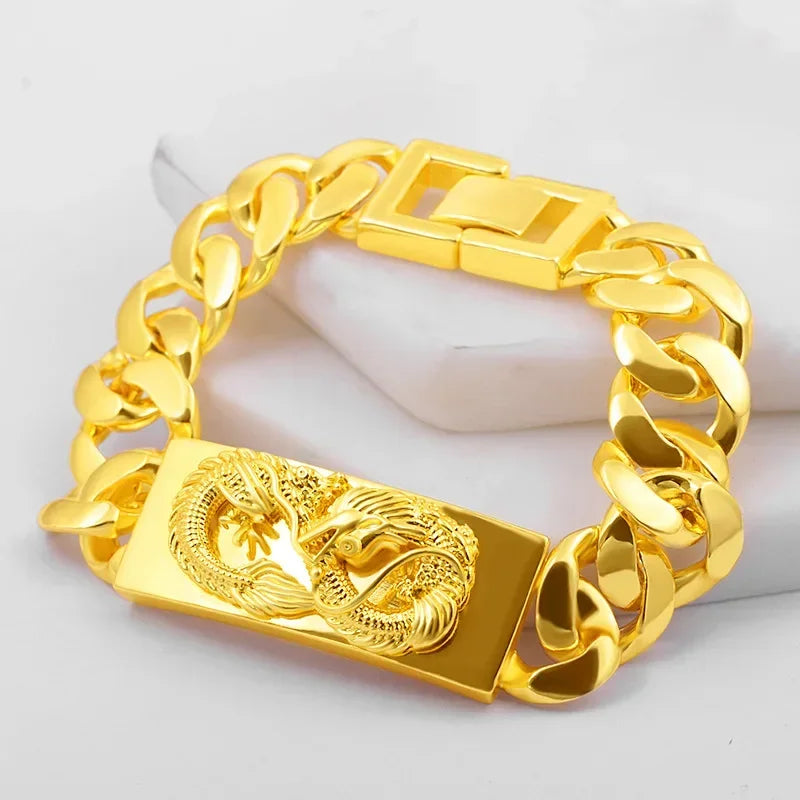 Luxury Pure Gold Color Dragon Bracelets Jewelry