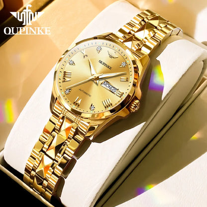 OUPINKE 3171 Women Watch Top Original Luxury Brand Automatic Mechanical Watch Waterproof  Date week Watches For Women Freebie