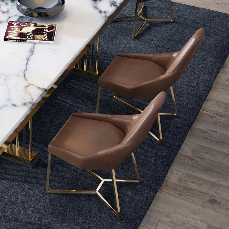 Simple Modern Leather Dining Chairs for Dining Room Kitchen Backrest Chair Designer Light Luxury Creative Household Dining Chair