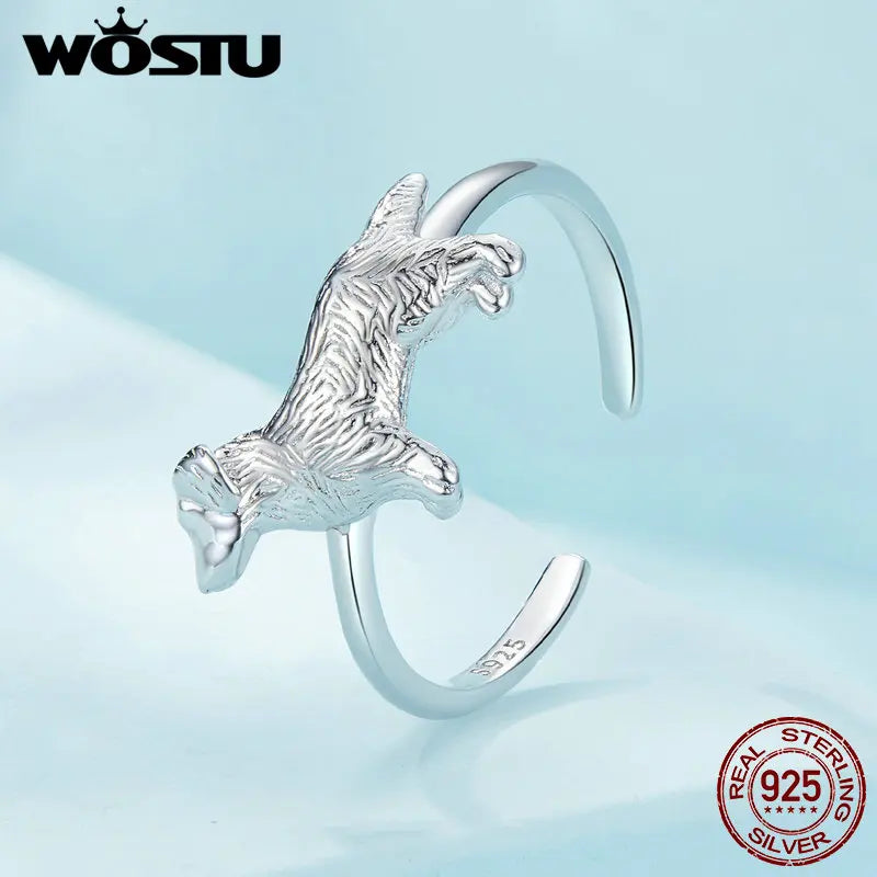 Silver Golden Dog Adjustable Rings for Women,