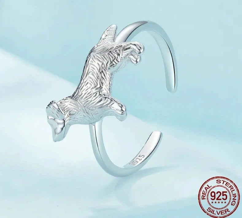 Silver Golden Retriever Dog Adjustable Ring.