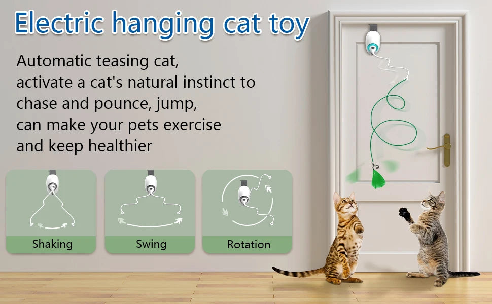 Electric Cat Toy Rope Automatic Teaser Cat String Toys Hanging Door Interactive Kitten Game Toy Random Swing Cat Catching Sticks