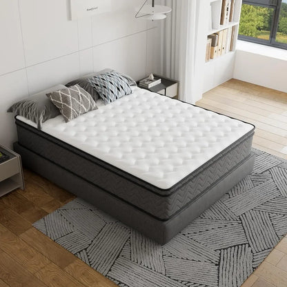 Queen Mattress, 10 Inch Innerspring Hybrid Mattress in a Box, Individually Pocket Coils for Motion Isolation &amp; Cool Sleep