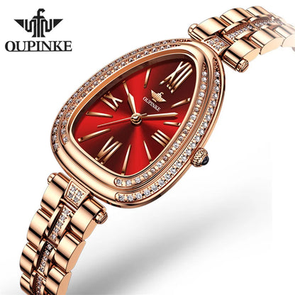 OUPINKE New Quartz Watch for Women Design Elegant Rose Gold Watchstrap Ladies Waterproof Wristwrist Watches reloj mujer