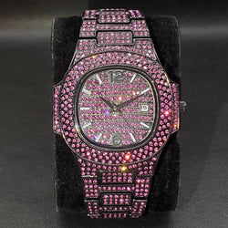 Pink Diamond Watch For Men Fashion Jewelry.