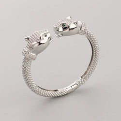 Donia Jewelry New Fashion Double Leopard Titanium Micro-Inlaid AAA Zircon Luxury Retro Open Bracelet.